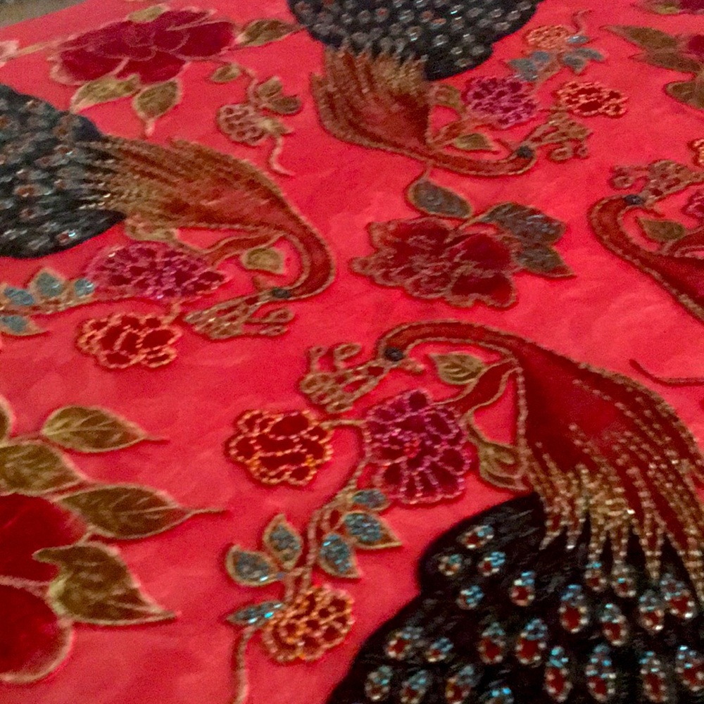 Beautiful beaded silk scarf or can be worn as a shawl